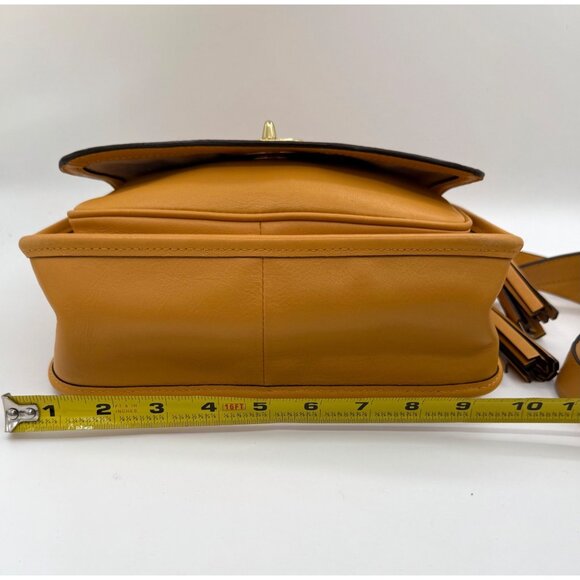 Coach Turnlock Glovetanned Courier Crossbody Mustard Buttercup Tassel Bag NWOT - Picture 13 of 14